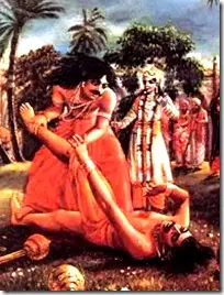 Fight between Bhima and Jarasandh while Krishna watches