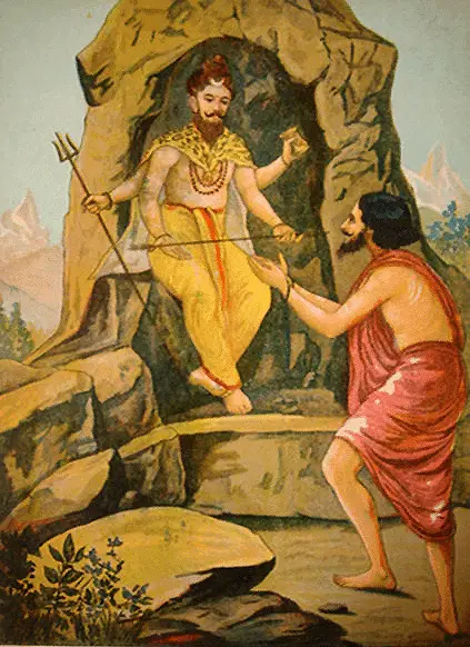 Lord Shiva giving Pashupata astra to Arjuna - Mahabharat