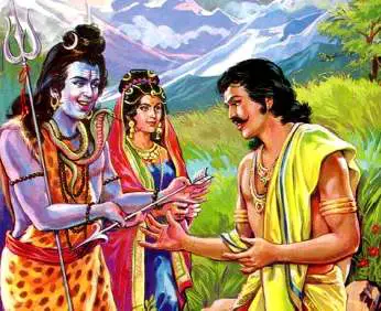 Lord Shiva giving astra and shastras to Arjuna