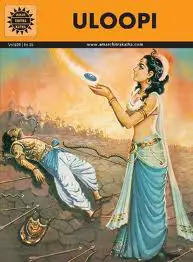 Uloopi reviving Arjuna after Babhruvahana defeated and killed him