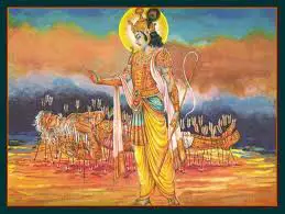 Bhishma leaving his body in presence of Shri Krishna on the day of Makar Sankranti