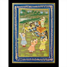 Another miniature painting depicting hunting scenes