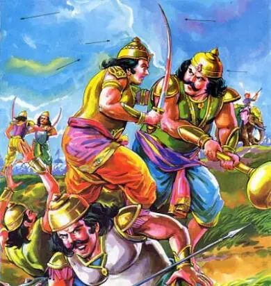 Sahdev killing Shakuni in Mahabharata