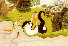 Shri Krishna taming Kaliya - Kangra painting