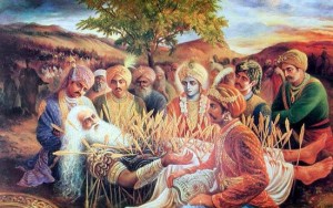 Bhishma teaching Pandavas from deathbed - Sharshayya