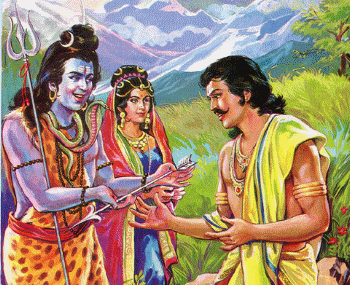 Arjuna receiving Pashupata