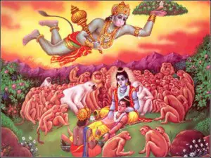 Hanumana brings Sanjeevani