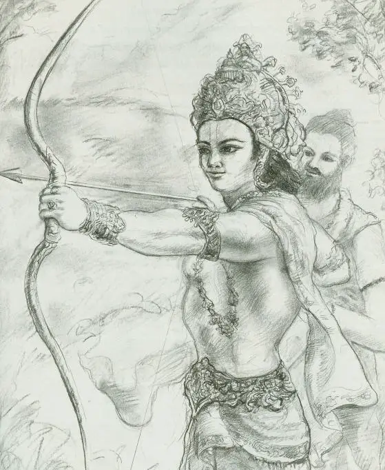 Drona providing knowledge of Brahmastra to Arjuna