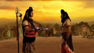 Lord Shiva giving axe to Parshuram