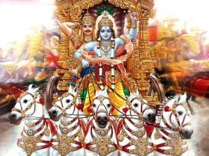 Arjuna and Krishna on chariot